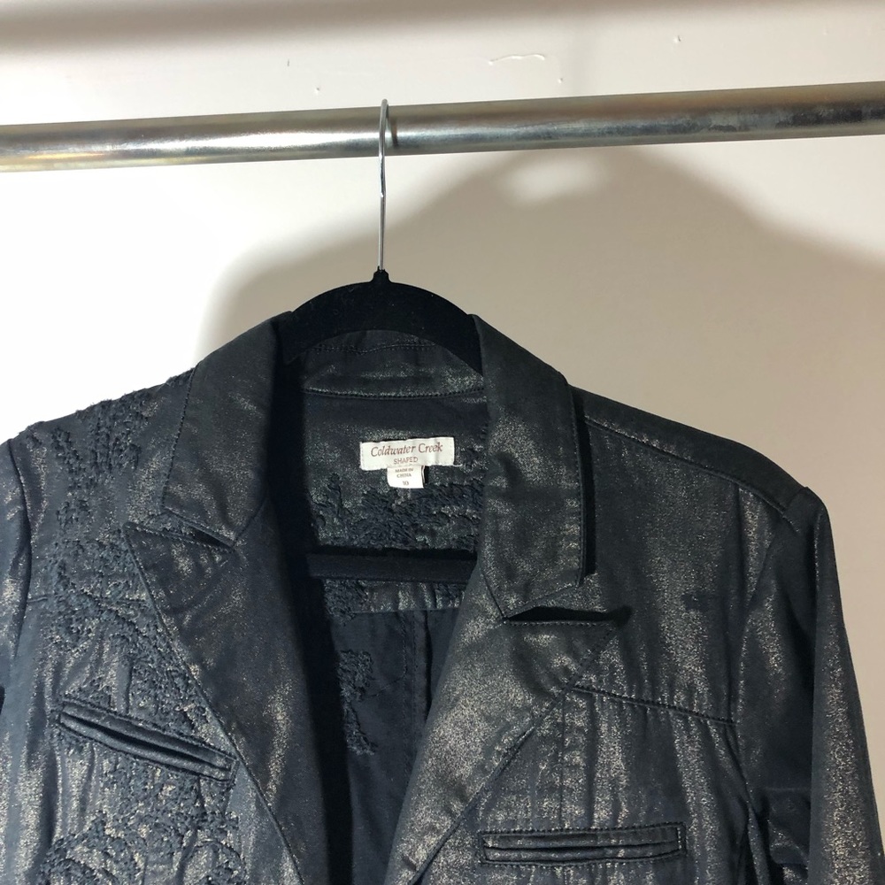 Coldwater Creek Black Coat with Gold Inlay - Picture 2 of 3